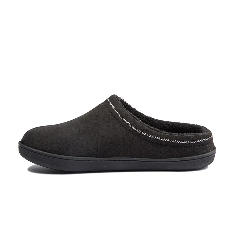 Pantoufles d'hiver en daim noir pour hommes, pantoufles d'intérieur chaudes, chaussures de maison imperméables, fourrure de velours, chaussures de maison, nouveau