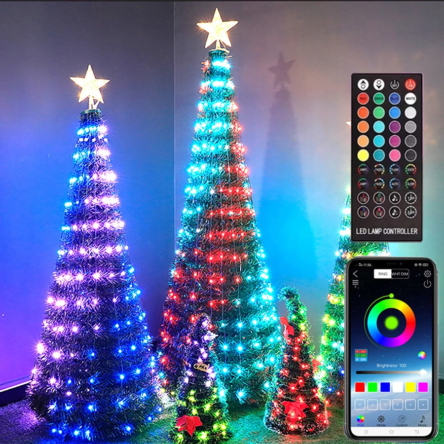 Smart App & Remote Control Christmas Tree Topper,10m USB Plug in Timer Xmas  Decorations 