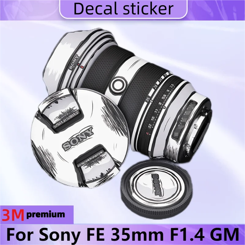 Pelle Di Decalcomania Stilizzata Per Sony Fe 35Mm F1.4 Gm Adesivo Per Obiettivo Della Fotocamera Involucro In Vinile Pellicola Antigraffio Fe35 35 1.4