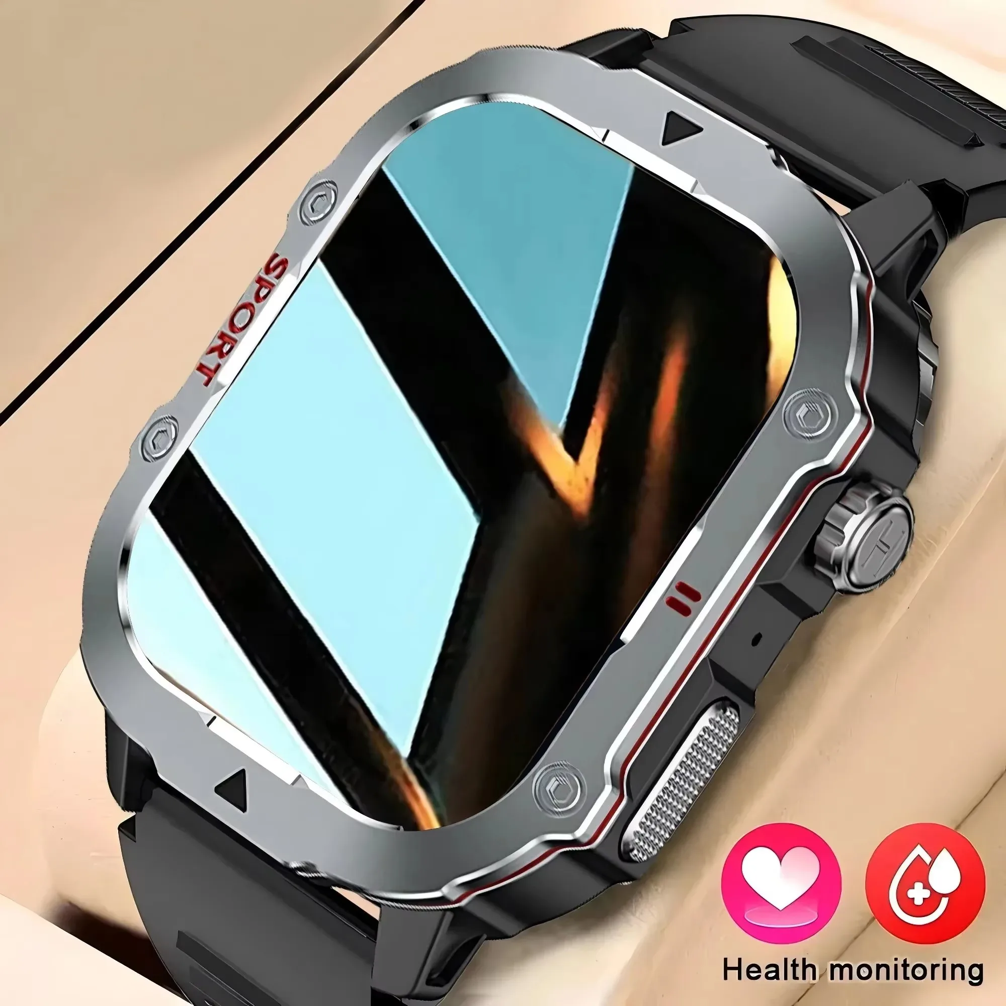 2025 New Military Smart Watch Men Waterproof Outdoor Sports Fitness Tracker Health Monitor 2.19" BT Call Smartwatch HT30 1