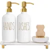 Gold Soap Dispenser Set Comes with Stainless Steel Pumps Instant Dry Tray and Dish Scrub Brush Suitable for Kitchen Decor 1