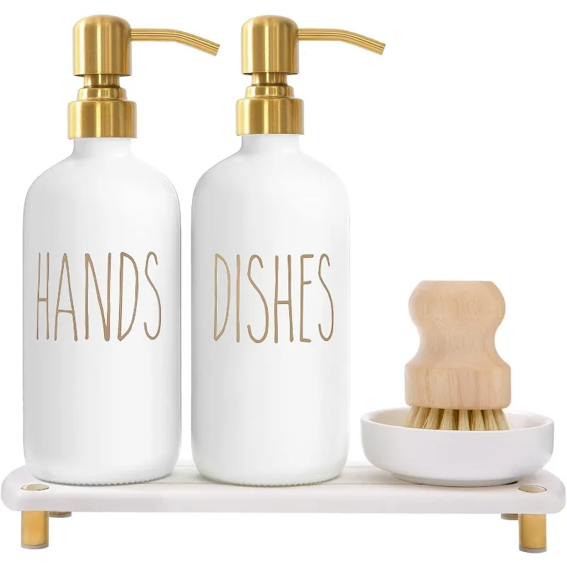 Gold Soap Dispenser Set with Stainless Steel Pumps