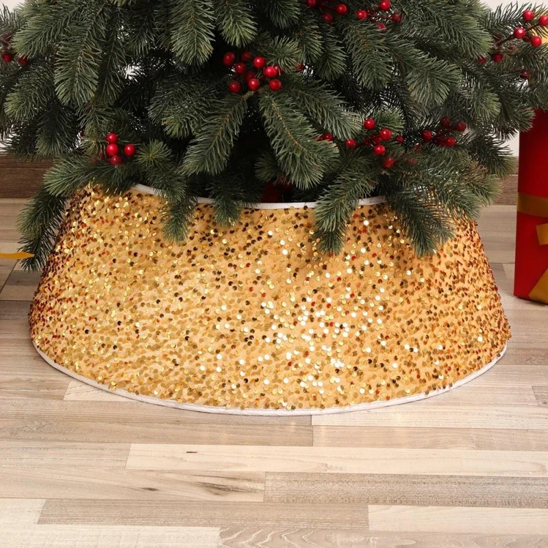 Christmas Tree Collar Sequins Round Christmas Tree Collar Party For Holiday Ornaments Rings christmas tree skirt