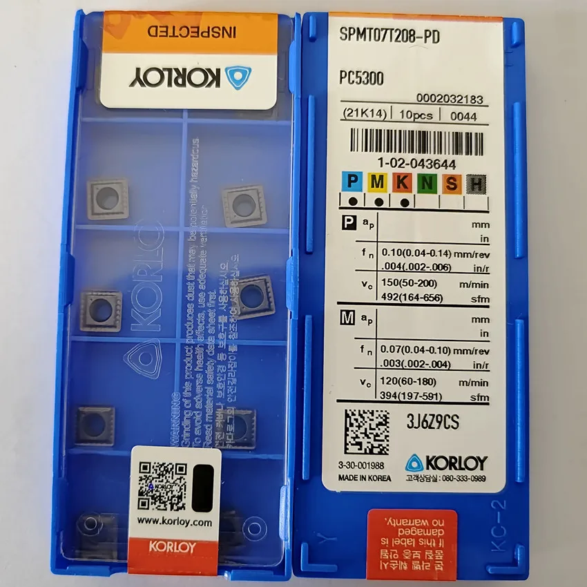 

SPMT040204/SPMT050204/SPMT060205/SPMT07T208/SPMT090308/SPMT11T308/SPMT130410-PD PC5300 KORLOY Original carbide inserts 10PCS/BOX