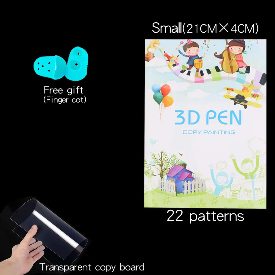 3D Printing Pen Drawing Book Reusable Colorful 22/40 Patterns Thick Paper Clear Plate Painting Template for 3D Pen Kid Gifts