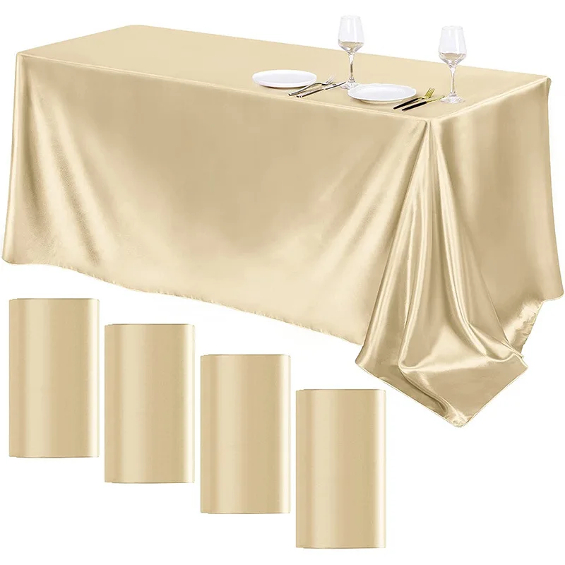 

Wedding Satin Large Tablecloth Rectangle Bright Smooth Silk Table Cover Christmas Banquet Anniversary Dining Party Table Decor