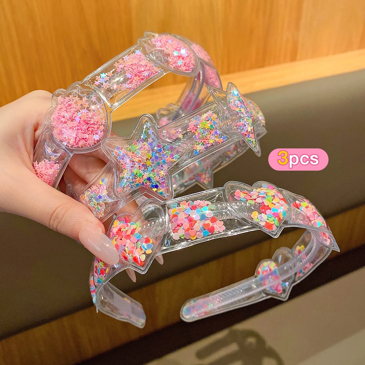 3 bunte fließende Sofahre mit süßen und niedlichen Haarspangen, geeignet für den täglichen Gebrauch als Haarschmuck