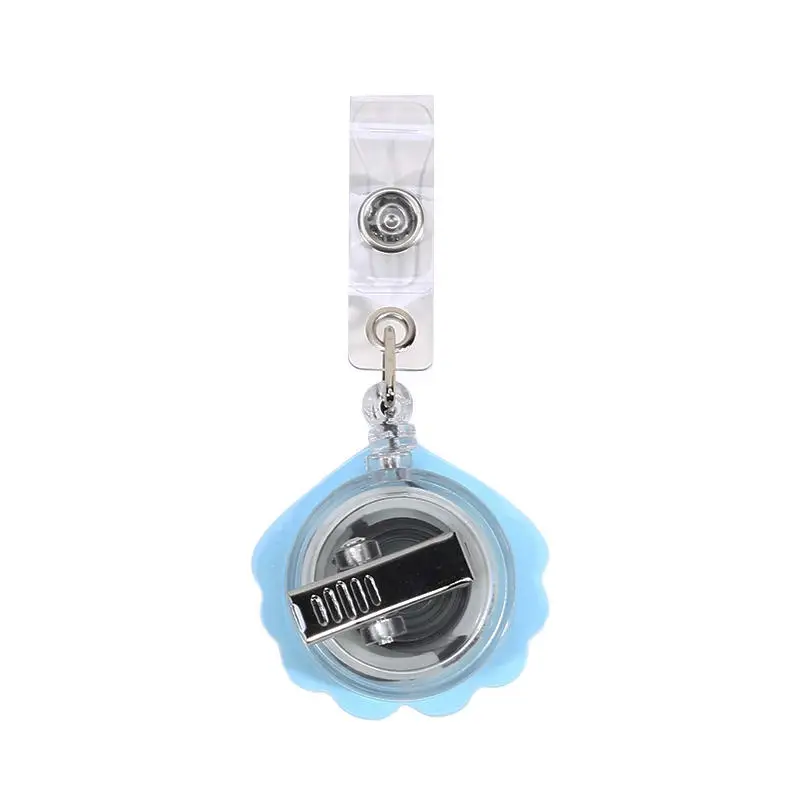Cute Transparent Shell Retractable Badge Holder Scroll With Clip Id Lanyard Name Tag Clip For Doctor Nurse Office Supplies