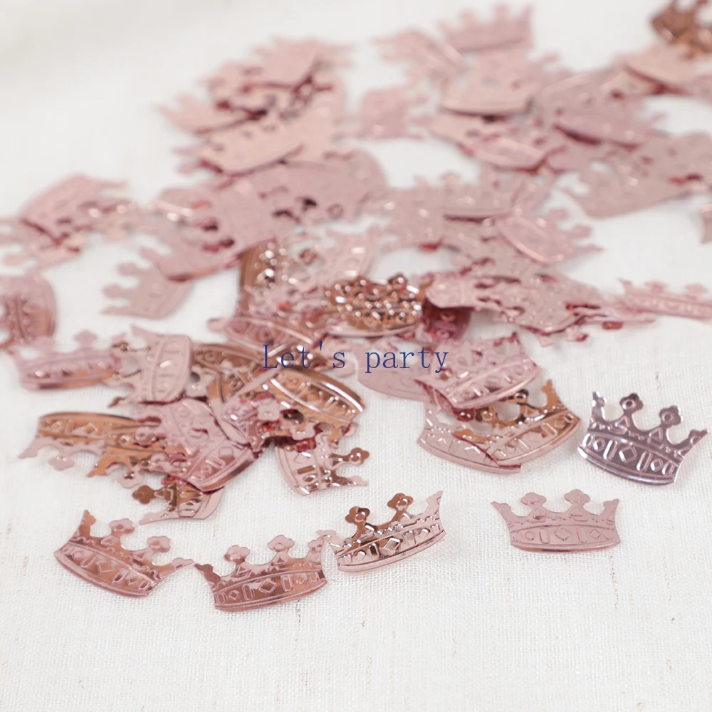 PRETYZOOM 300pièces Confettis Décoratifs Ronds Et Forme De Couronne Rose Doré Pour Mariage Fêtes Et Décorations De Table