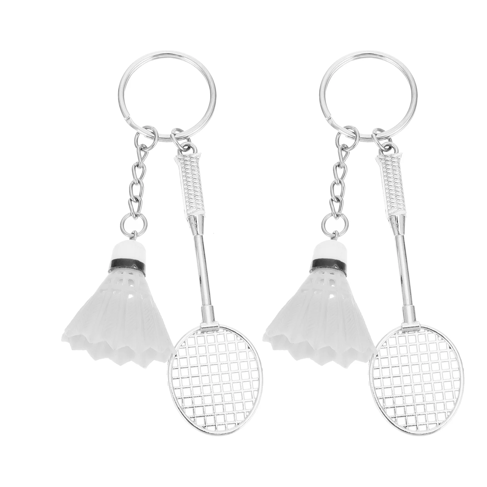 

2 Pcs Badminton Keychain Keychain Chains Ball Pendant Mini Backpack Pendants Sports Style Car White Ring