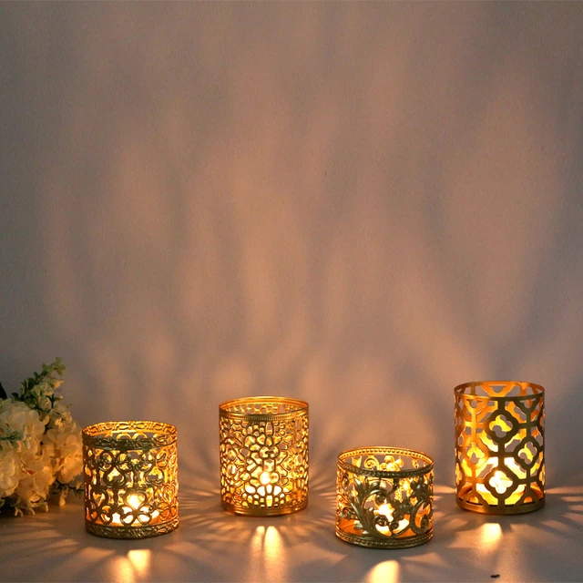 Lanternes à bougies décoratives vintage, bougeoir en métal ci