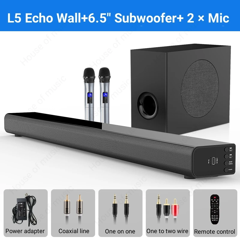 Soundbar Wireless Bluetooth 5.1 Ad Alta Potenza Sistema Audio Karaoke Altoparlante Soundbar Tv Subwoofer Esterno Per Tv Home Theater Suit