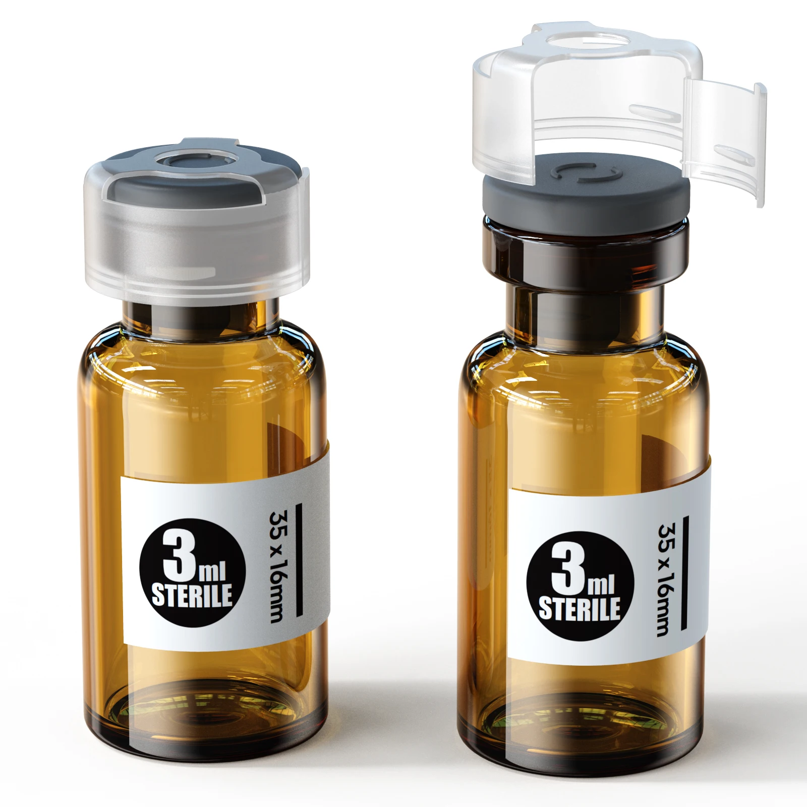 Sterile Glass Vials With Locking Cap and 13 /20 mm Self Healing Injection Port,Buckle Glass Vials sterile Package