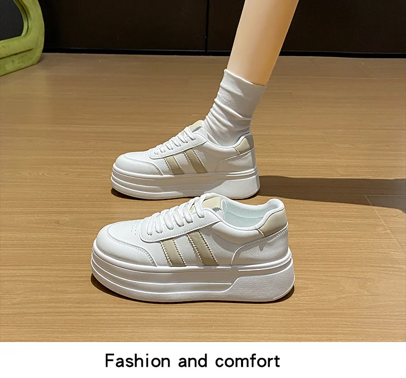 Dames platform sneakers wit met veters en zachte zool_voghion.com