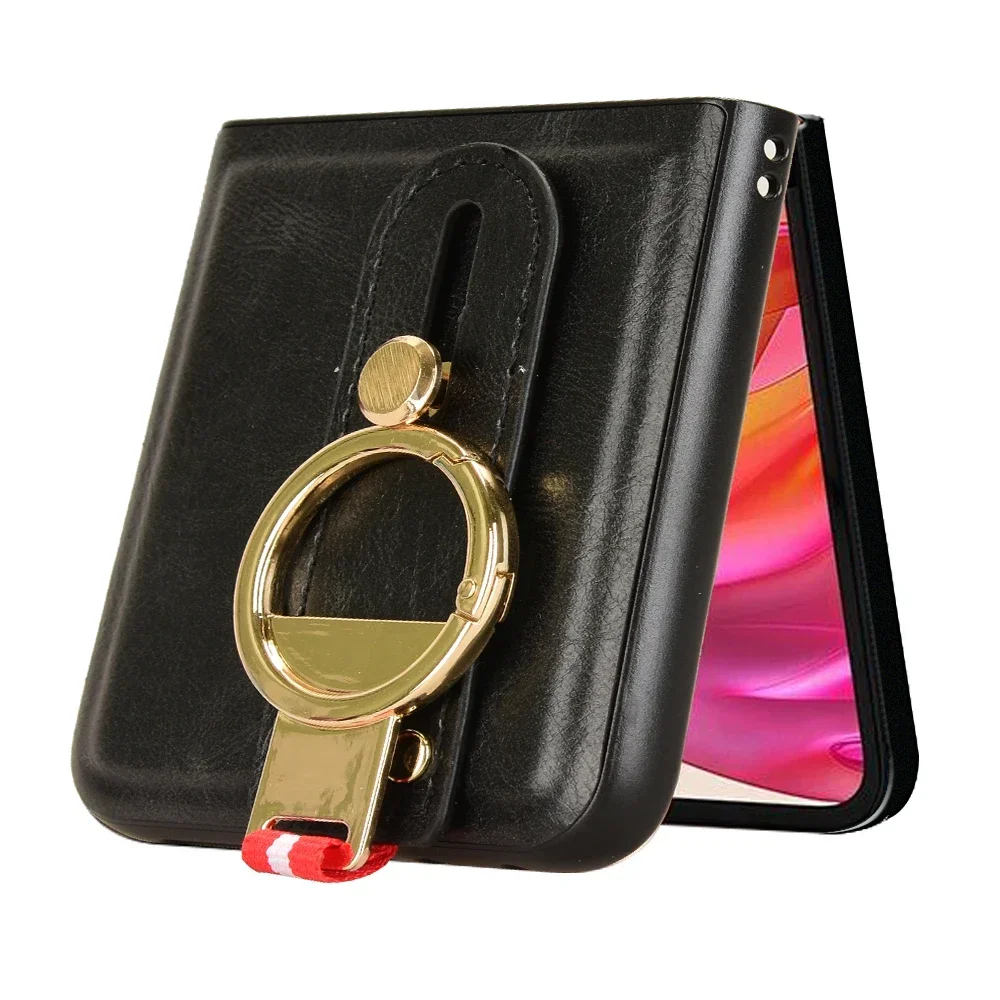 Luxury Leather Stand Case with Wristband and Ring Opener