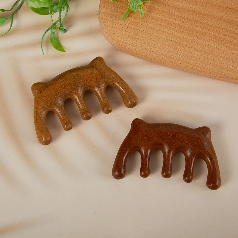 

Head Meridian Massage Comb Sandalwood 5 Wide Tooth Comb Acupuncture Therapy Blood Circulation Anti-static Smooth Hair