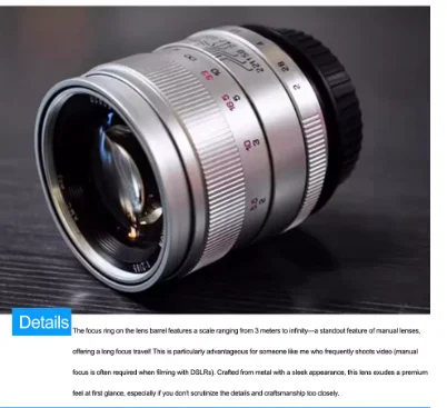 미타콘 중이 풀프레임 85mm F2.0 수동 초점 프라임 렌즈 대구경 인물 사진 카메라 렌즈 ( E, 캐논 EF, 니콘 F 마운트 호환)
