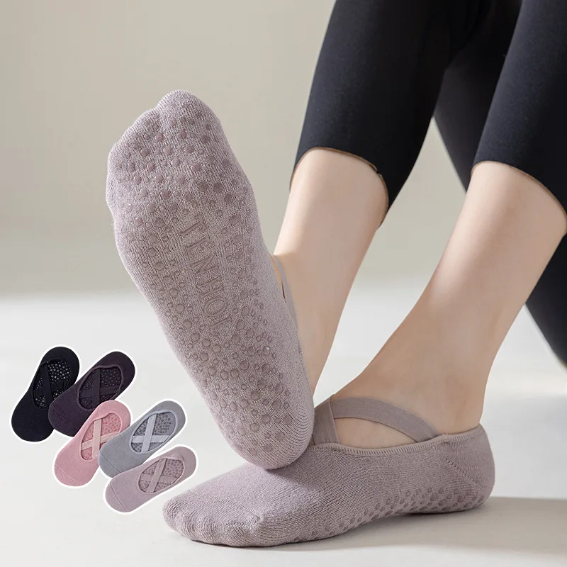 Professional Women Yoga Socks Cotton Silicone Non-slip Pilates Grip Towel No-Show Barre Breathable Bandage Dance Sports Socks