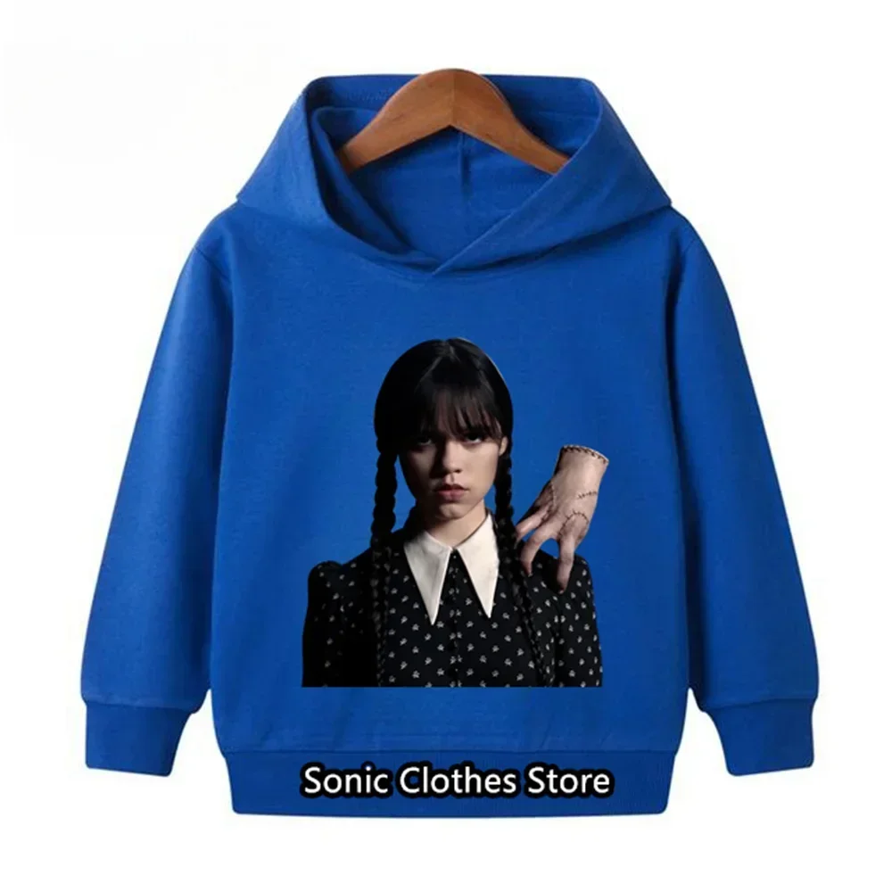 Addams 가족 의류, 어린이 코튼 프린트 후드, 긴팔, 가을, , 소년, 소녀, 귀여운 운동복