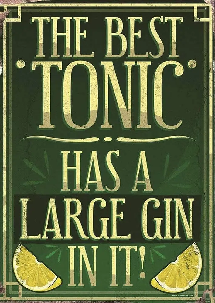 Retro Metal Tin Sign Funny The Best Tonic Ha Un Grande Gin Init Camera Da Letto Kitchen Bar Office Dining Sign Per La Grotta Di Casa
