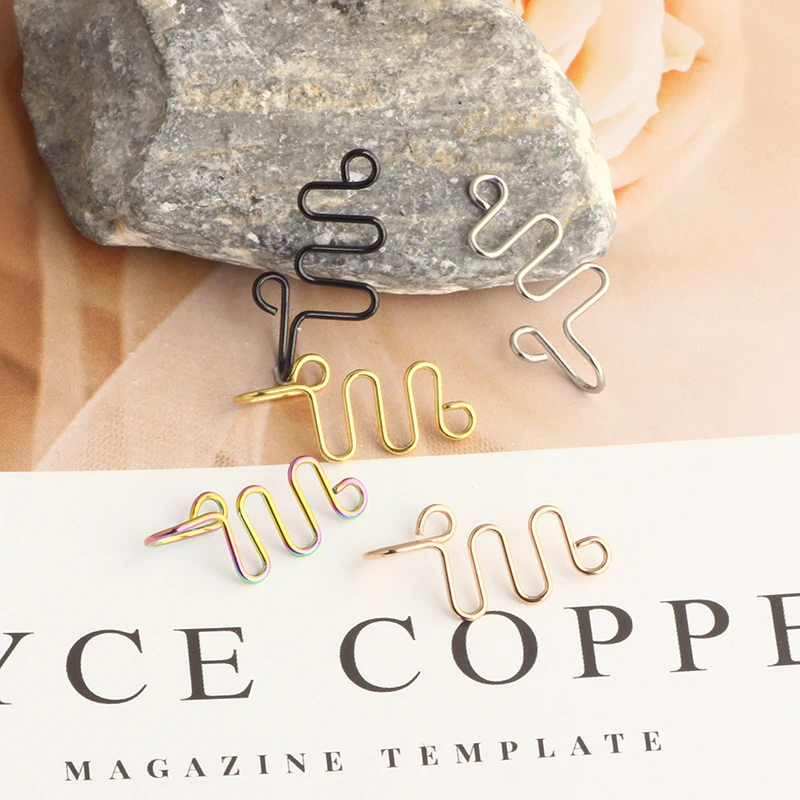 Fake Piering Septum Nose Ring Fashion punk Non Piercing Lip Ring Earring Clip Stainless Steel Non Perforation Body Jewelry