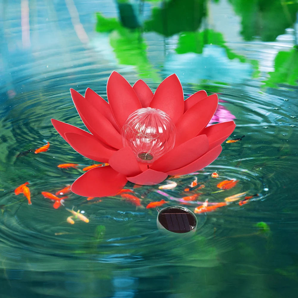 Description Picture 5 of itemSolar Floating Lotus Shape Water Surface Lantern Solar Artificial Floating Lotus Night Lamp Garden Pool Pond Fountain Decor