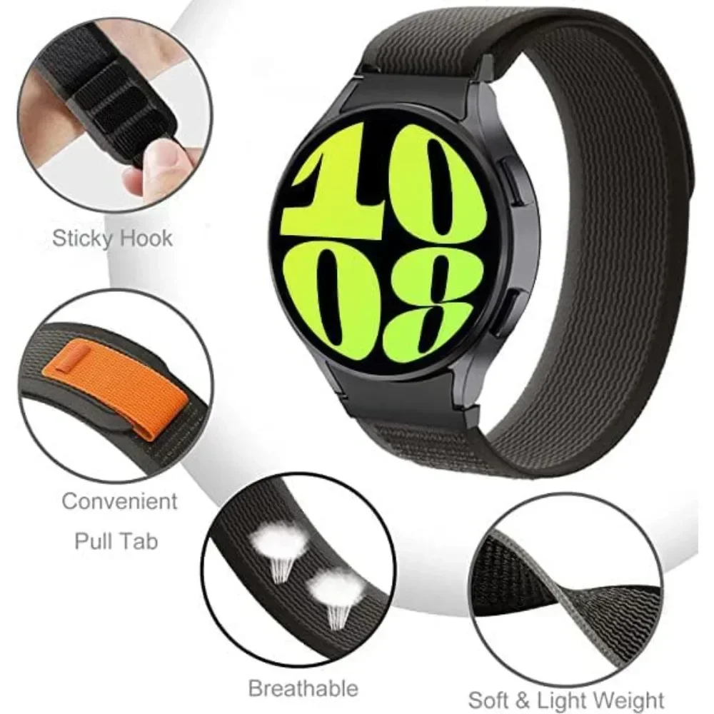 Nylon Loop Strap for Samsung Galaxy Watch7 6 5 4 44mm 40mm Classic 43/47mm Bracelet Watch5 Pro 4 Classic 42/46mm Sport 20mm Band