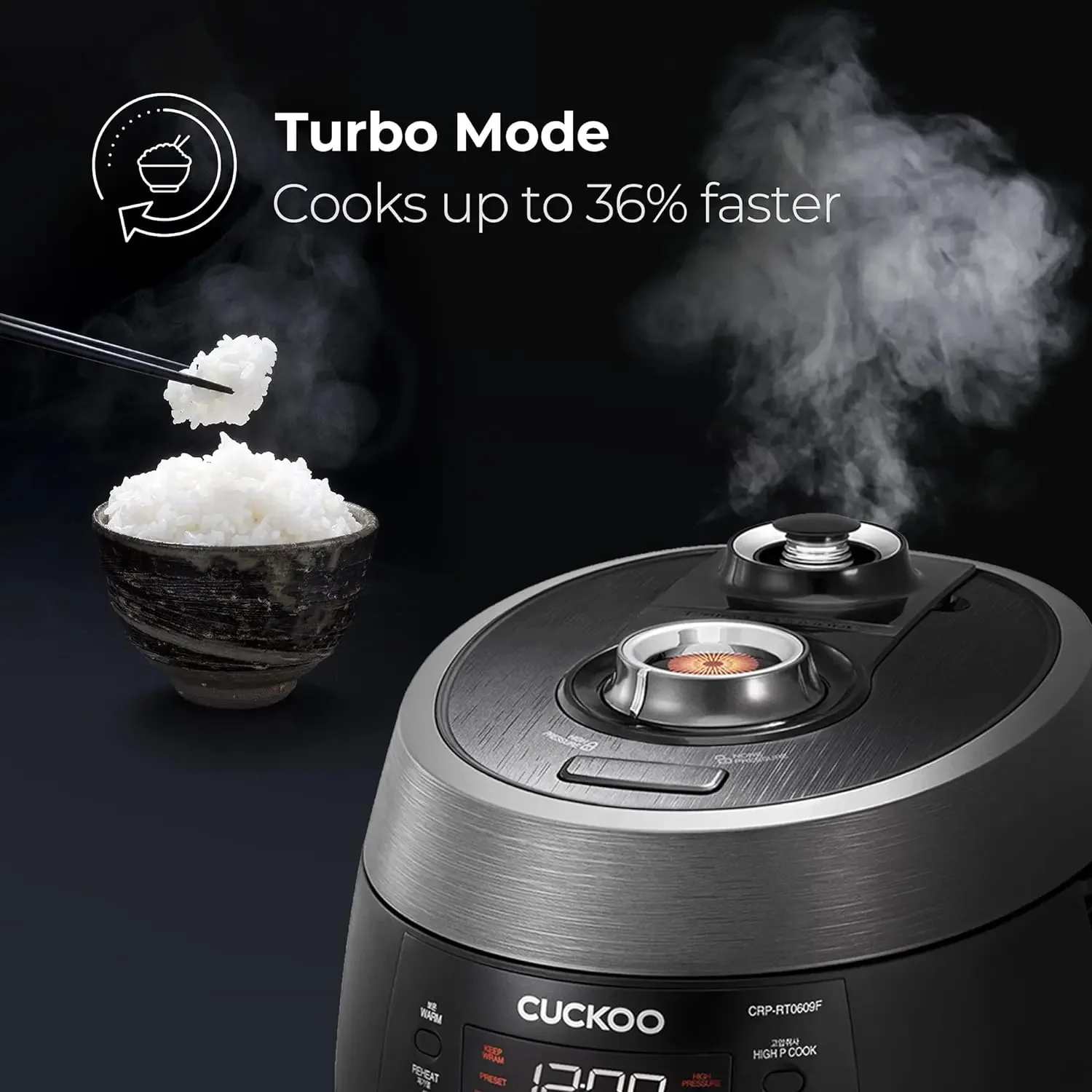 CUCKOO CRP-RT0609FB 6-Cup (Uncooked) / 12-Cup (Cooked) Twin Pressure Rice Cooker & Warmer with Nonstick Inner Pot