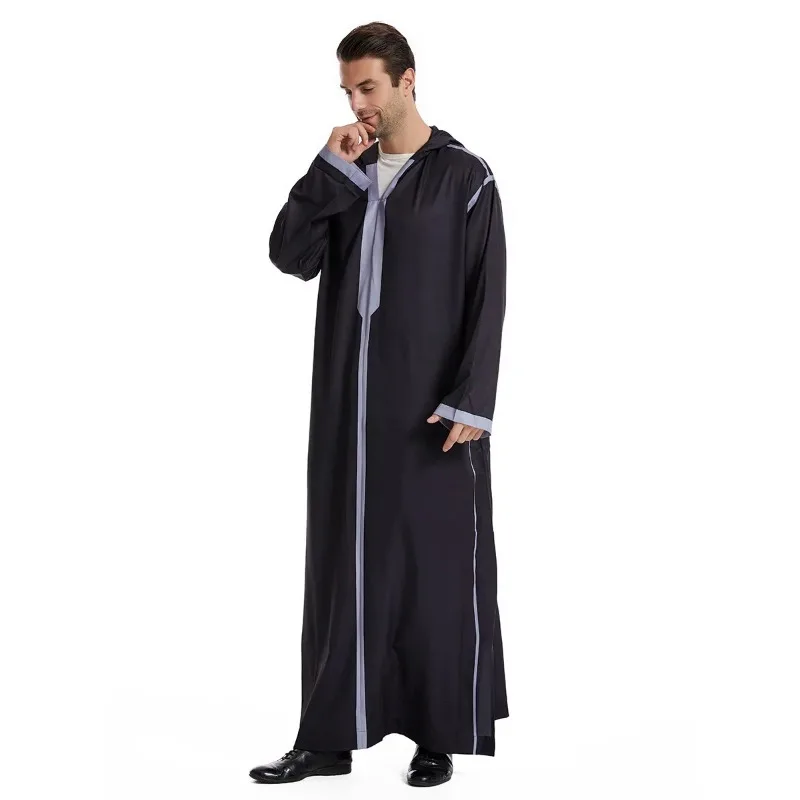 Eid Muslim Men Jubba Thobe Mens Hooded Long Dress Islamic Ramadan Long Robe Saudi Musulman Wear Abaya Caftan Dubai Arab Dress