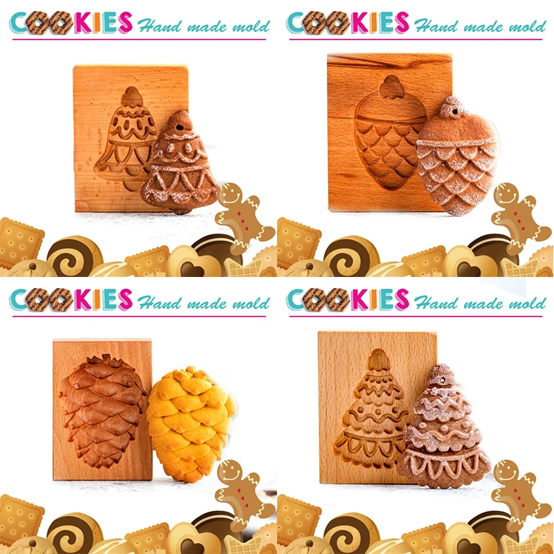 Wooden Cookie Mold Cutter, DIY Gingerbread Cookie Moulds, 3D Cake Embossing, Baking Mold, Rose Flower Cutter, Bakery Gadgets