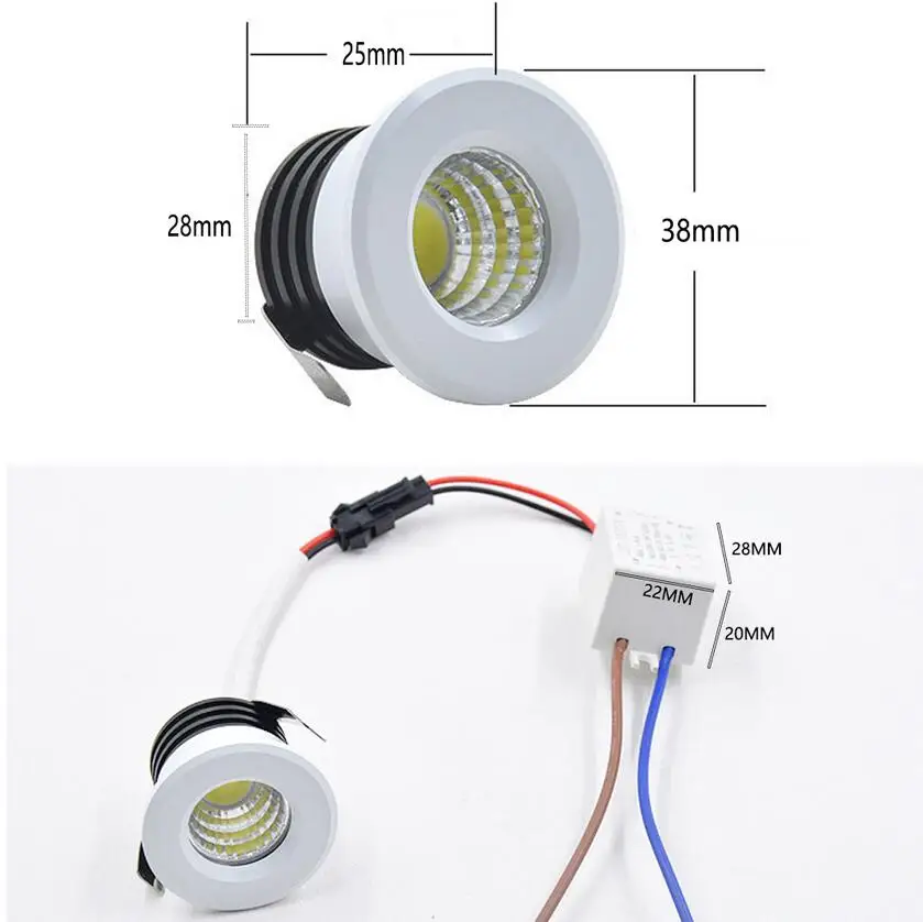 

Mini LED Spot Light Downlight COB 3W Led Spot 110V 220V 12V Indoor Spotlight for Ceiling Cabinet Showcase Loft Decorations