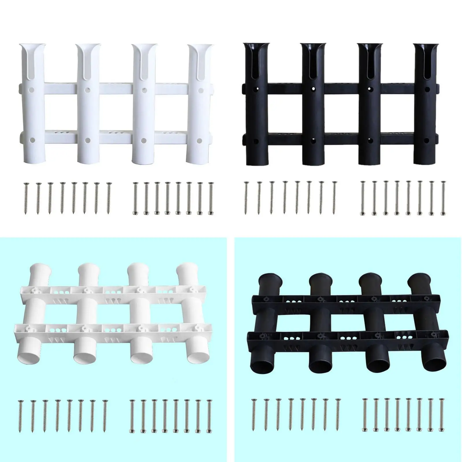 Portable 4 Rod Fishing Holder Rack Nylon Plastic Bracket Tube Support for Boat Kayak Bed Bank Vehicle