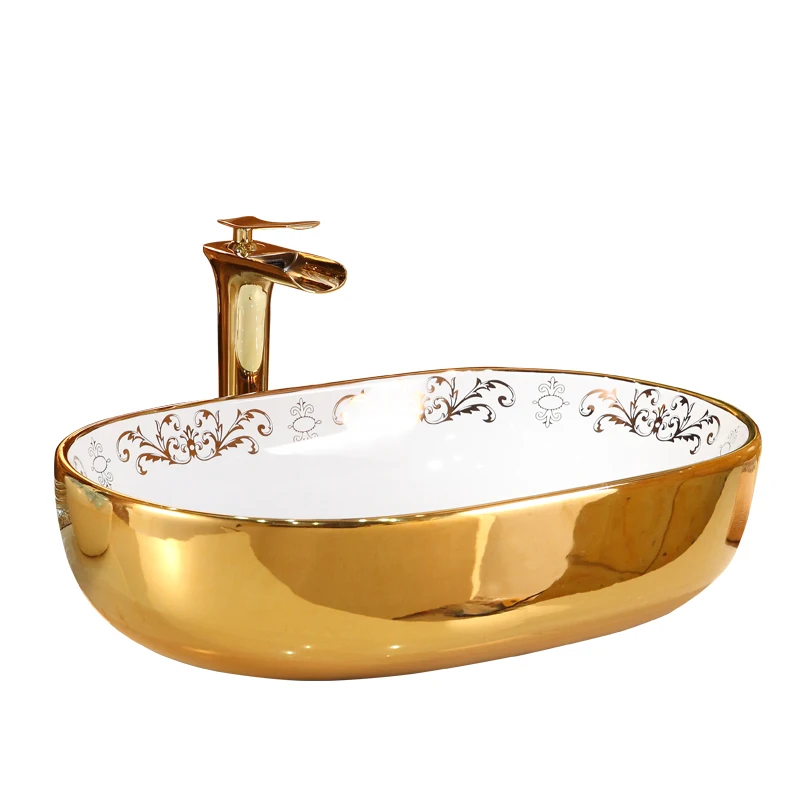 

Oval-shaped basin on ceramic table European modern simple retro sink.