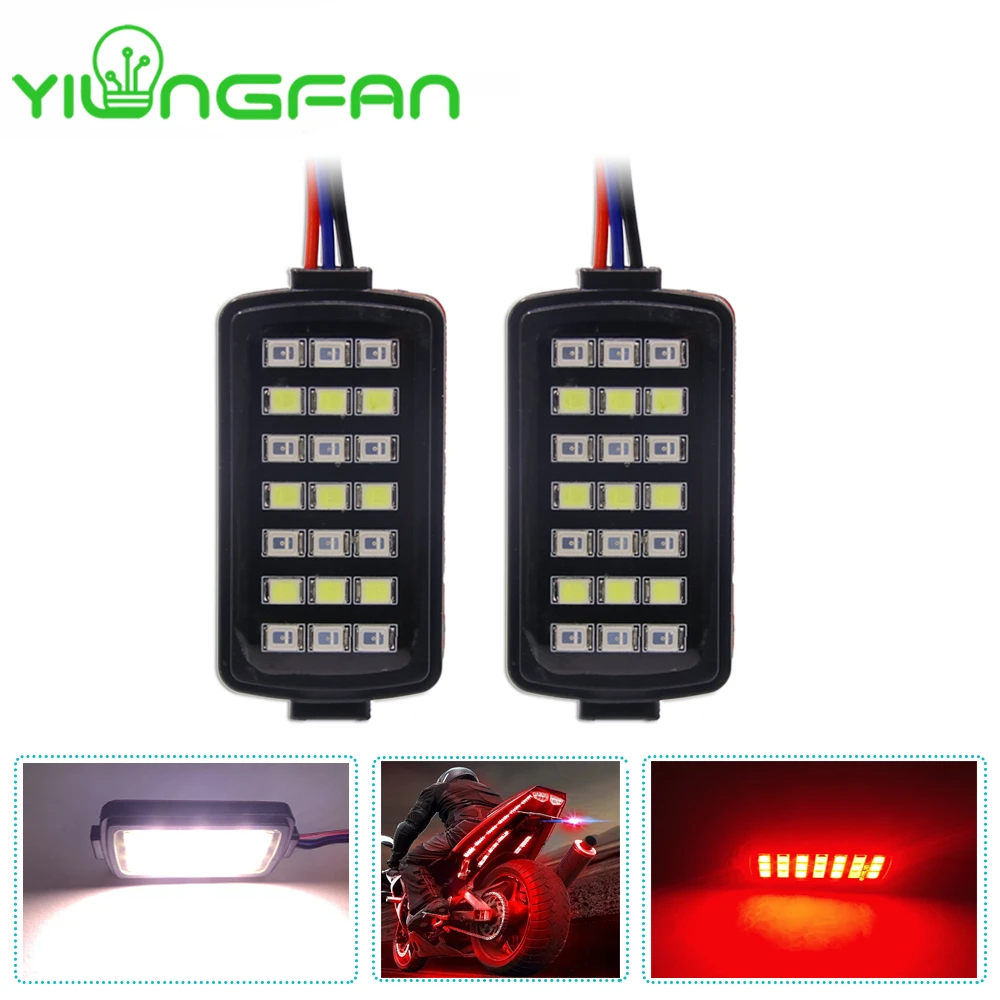 Luces intermitentes para motocicleta y automóvil, luz de advertencia de freno Flash, 21LED, 12V, Universal| |