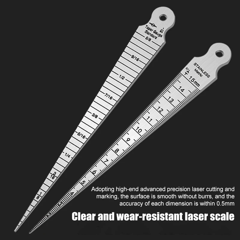 【CCA】1-15mm 스테인레스 스틸 테이퍼 게이지 필러 내경 눈금자 갭 테이퍼 조리개 스케일용 갭 구멍 측정 도구