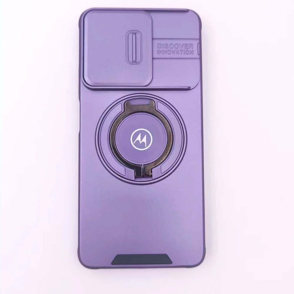 360 Degree Rotating Metal Ring Stand Case with Slide Camera Lens Protection and Shockproof Design