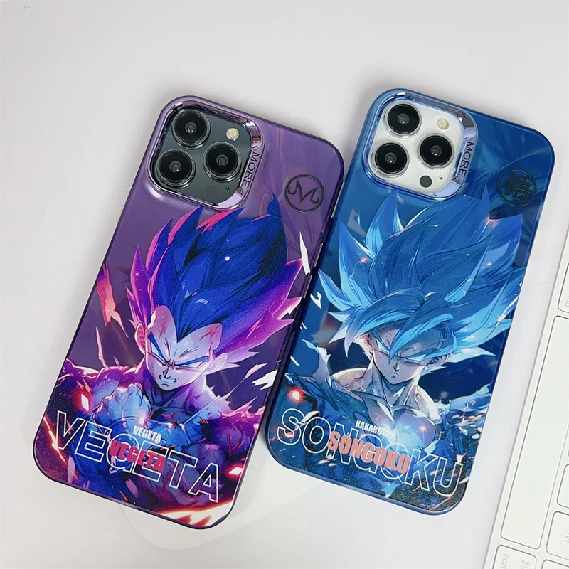 Luxury Anime D-Dragons Balls Custodia Per Telefono Gokus Per Iphone 15 14 13 12 11 Pro Max Cute Plating Lens Coppia Anti-Drop Cover Funda