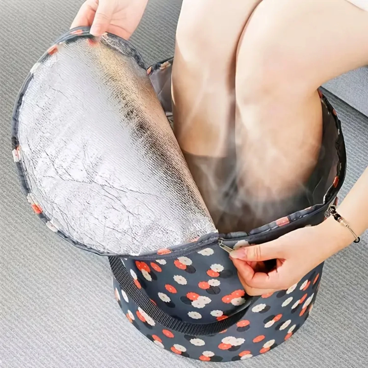 Convenient, Large, Portable, and Insulated Foldable Foot Bucket with Protective Cover-Ideal for Traveling. Includes Foldable F