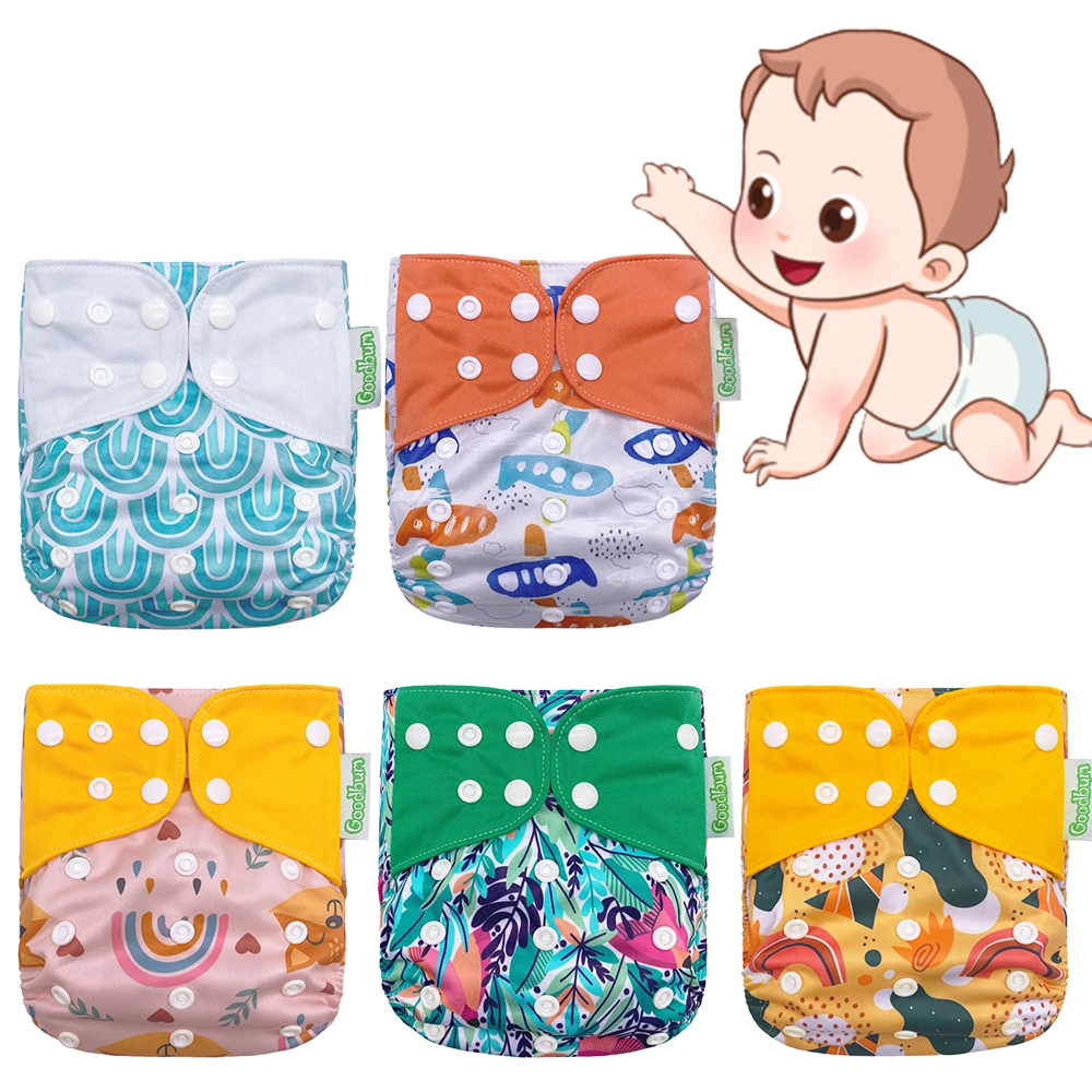 Reusable Cloth Diaper for Baby Cartoon Floral Print Breathable Nappies