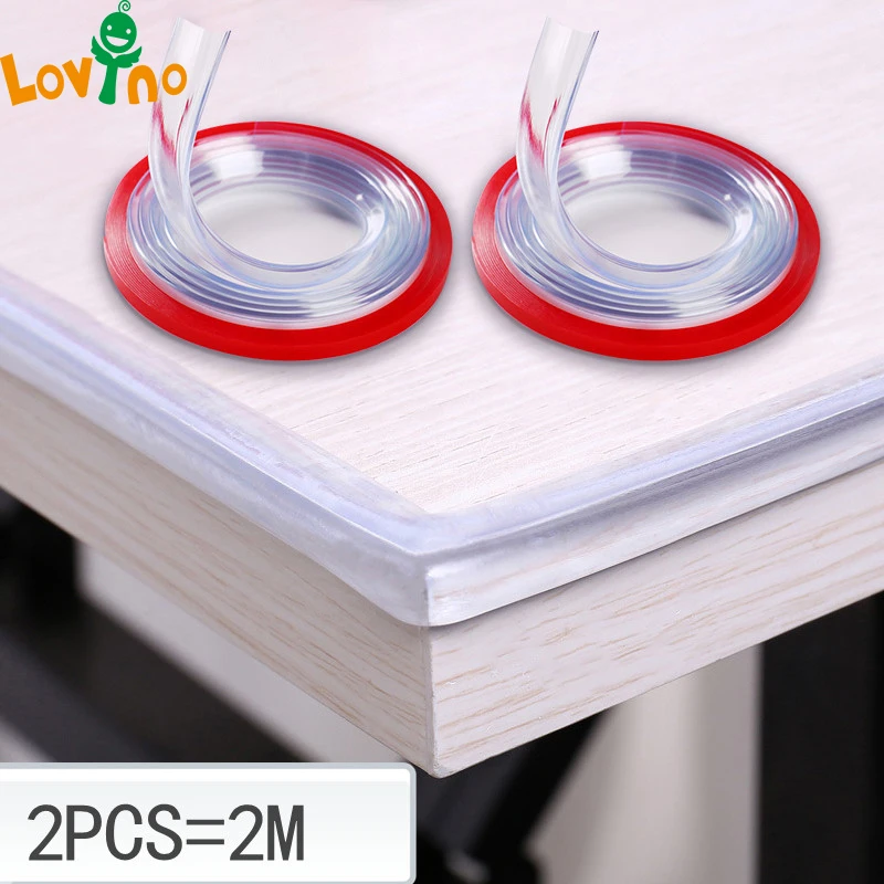 2M Transparent Table Edge Furniture Guard Corner Protectors Bumper Strip with Double-Sided Tape For Cabinets Tables Drawers