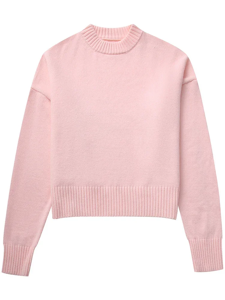 Tossy Pink Knitwear Sweater Pullover For Women Long Sleeve Fashion Loose Patchwork Cute Y2k Top Female Knit Elegant Pullover New 6