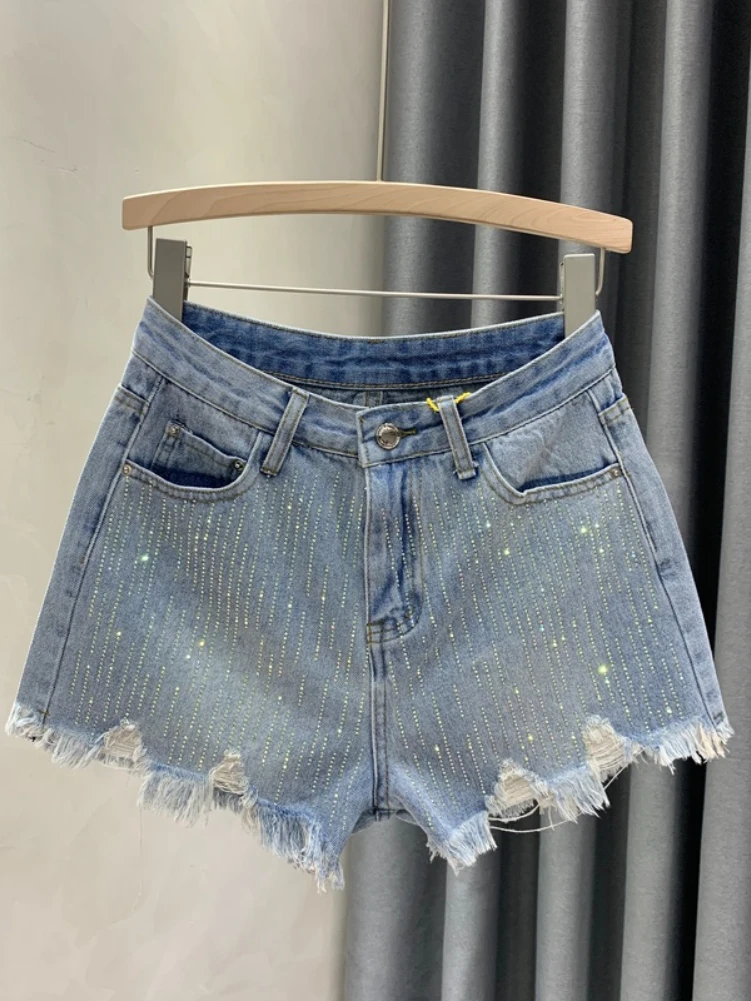 Fashion Rhinestone Denim Shorts 