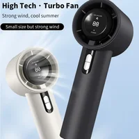 Portable Handheld Turbofan with 3 Adjustable Wind Speeds, USB Charging LED Digital Display Stylish Black/white Design 2