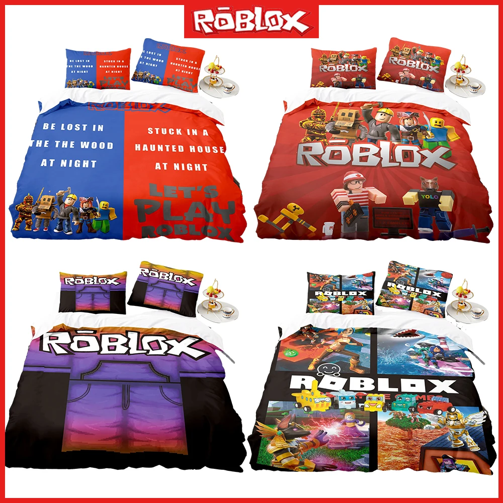 

New Roblox Bedding 240 * 220 Three-Piece Cartoon Printing Bed Sheet Quilt Cover Pillowcase Cute Boys and Girls Birthday Presents