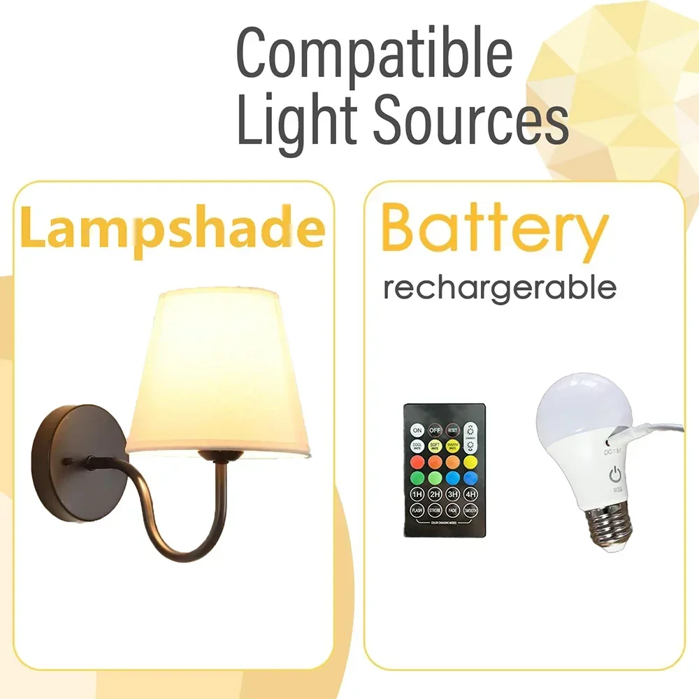 مصباح جداري كلاسيكي قابل لإعادة الشحن RGB، بدون أس...