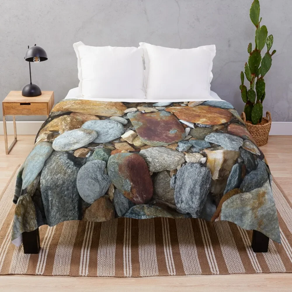 

Natural River Stones, mineral rocks Throw Blanket Blankets Sofas Of Decoration Vintage Blanket