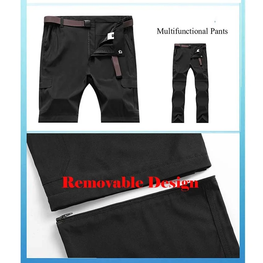 Hiking Pants Mens Quick Dry Removable Summer UV Protection Breathable Camping Trekking Fishing