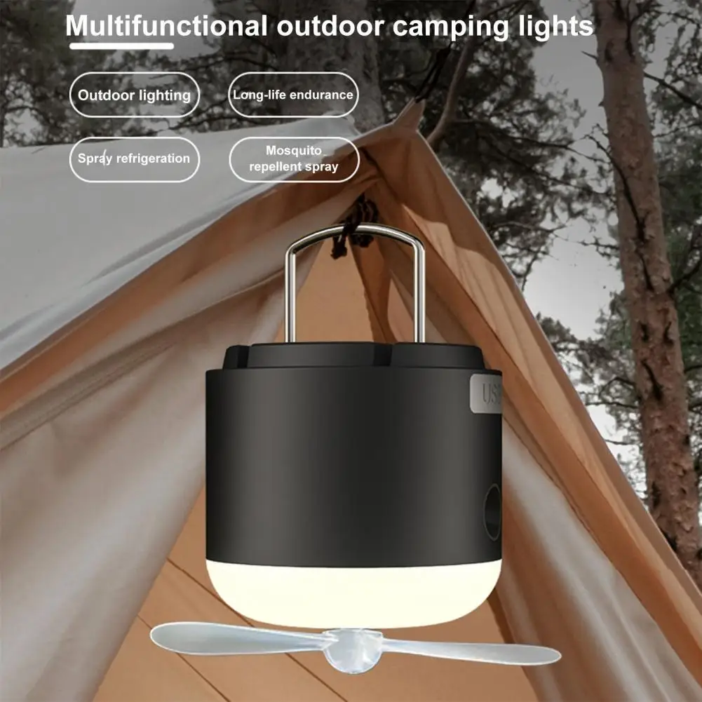 

Camping Light Outdoor Misting Fan Rechargeable Led Camping Lantern with Fan Ultra-bright Dimmable Light 2 Speeds for Outdoor
