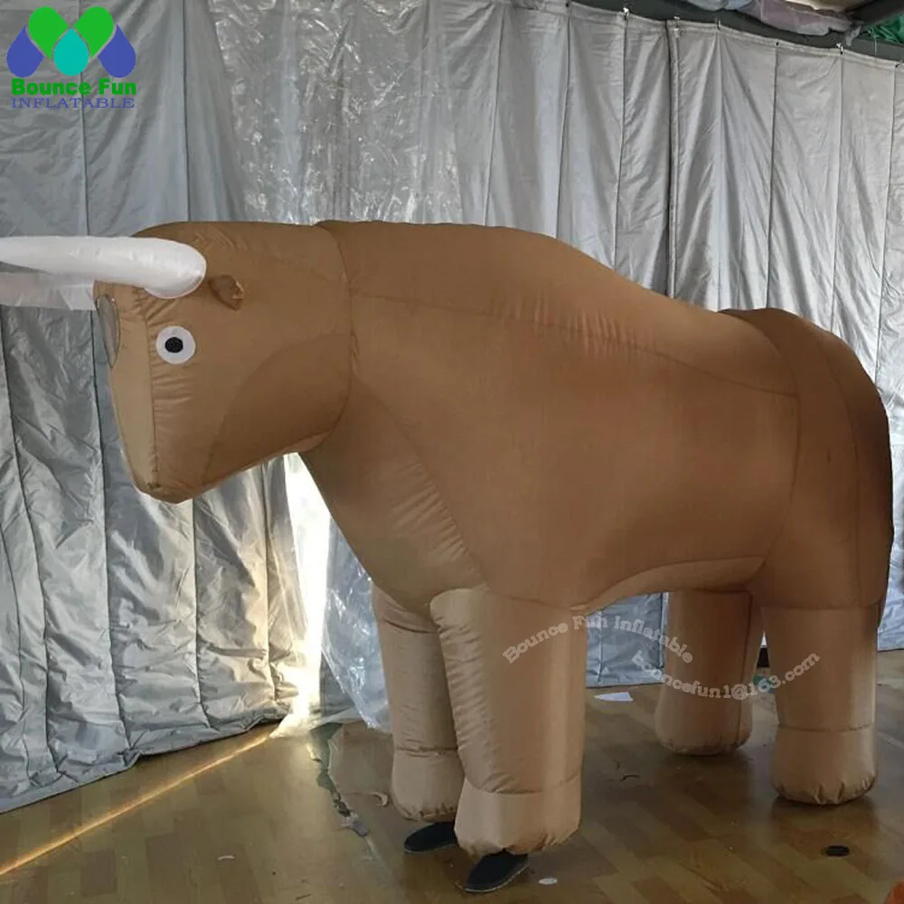 Spain Style Movable Adult Black Inflatable Bull Costume Large Inflatable Cow Cartoon Costume For Bullfighting Game 2