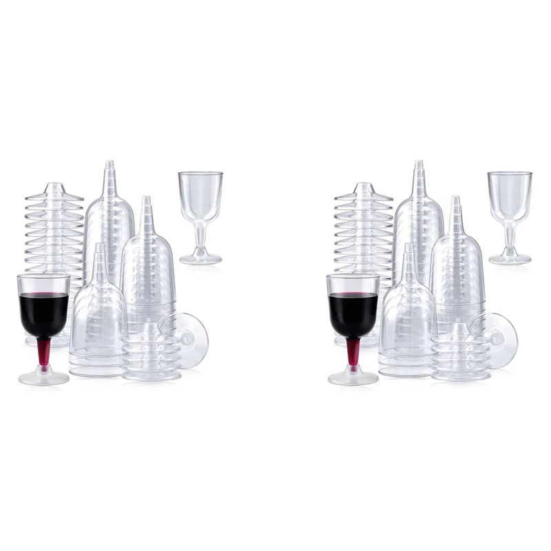 

100Pcs Clear Plastic Wine Glass Recyclable, Disposable & Reusable Cups For Champagne, Dessert, Beer, Pudding, Party